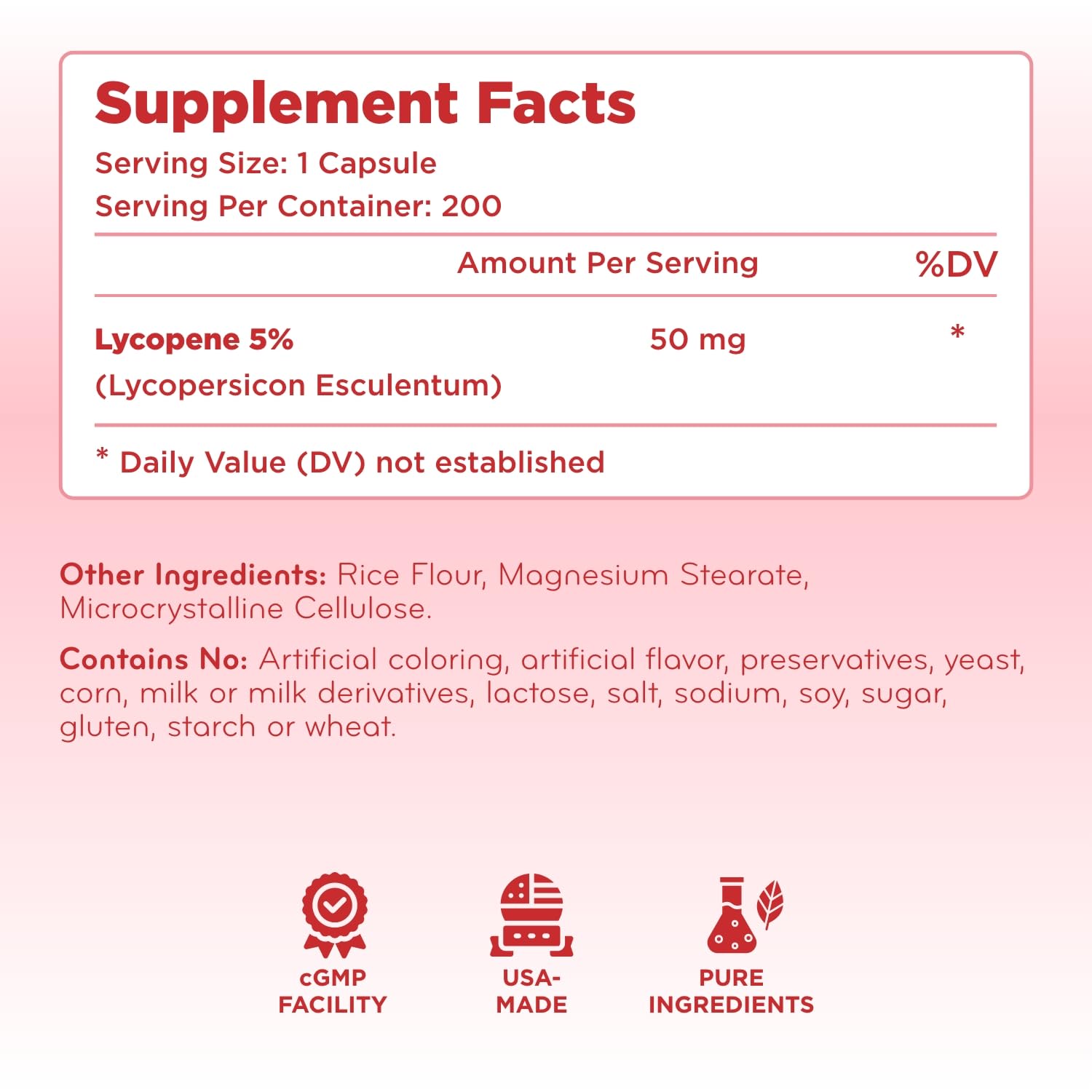 Clear Formulas empaque lateral con lista de beneficios y sello cGMP