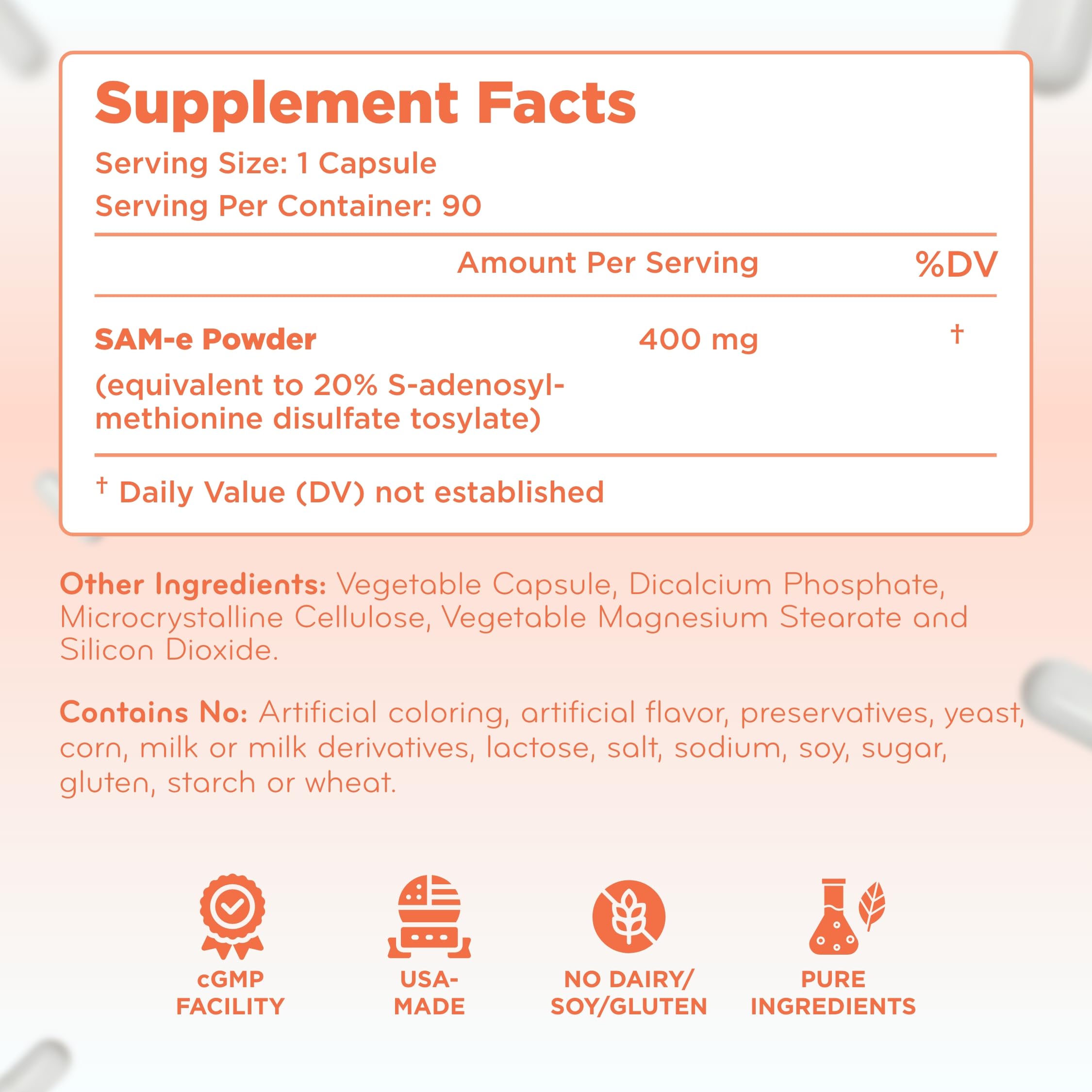 Clear Formulas botella abierta con cápsulas esparcidas, muestra cantidad por envase