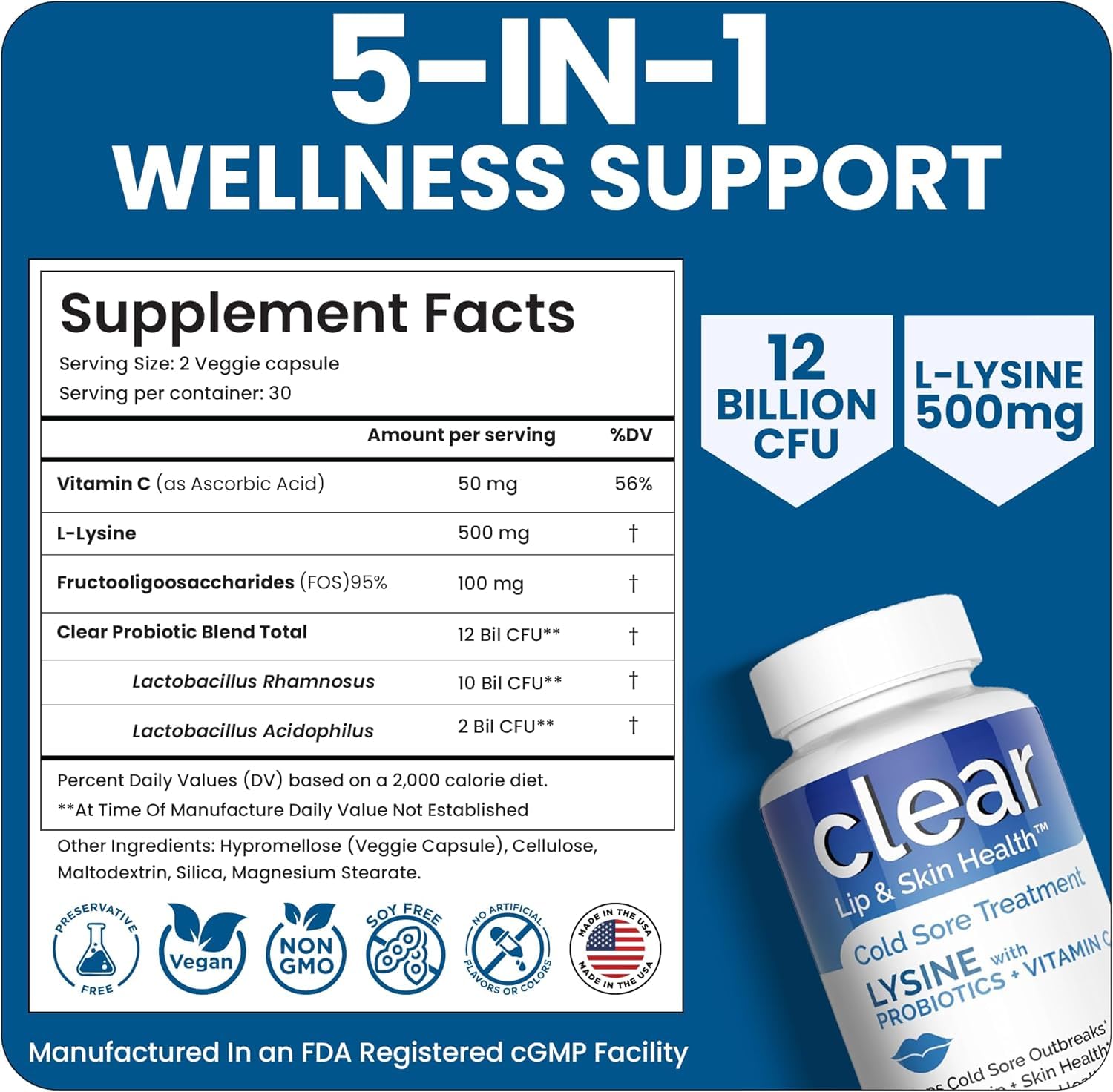 Clear Probiotics en bolso de mano para uso diario y viaje cómodo