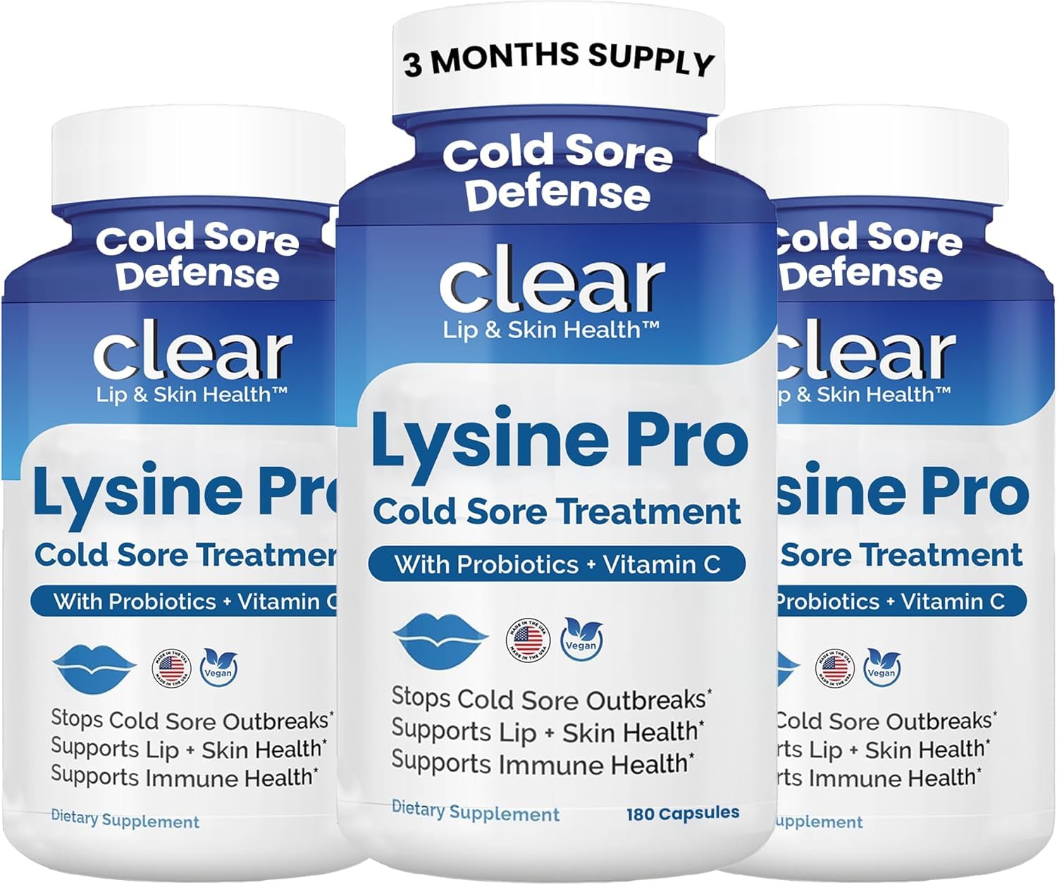 Clear Probiotics frasco frontal mostrando etiqueta clara y beneficio preventivo