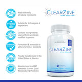 Etiqueta ClearZine con lista de ingredientes y beneficios visibles