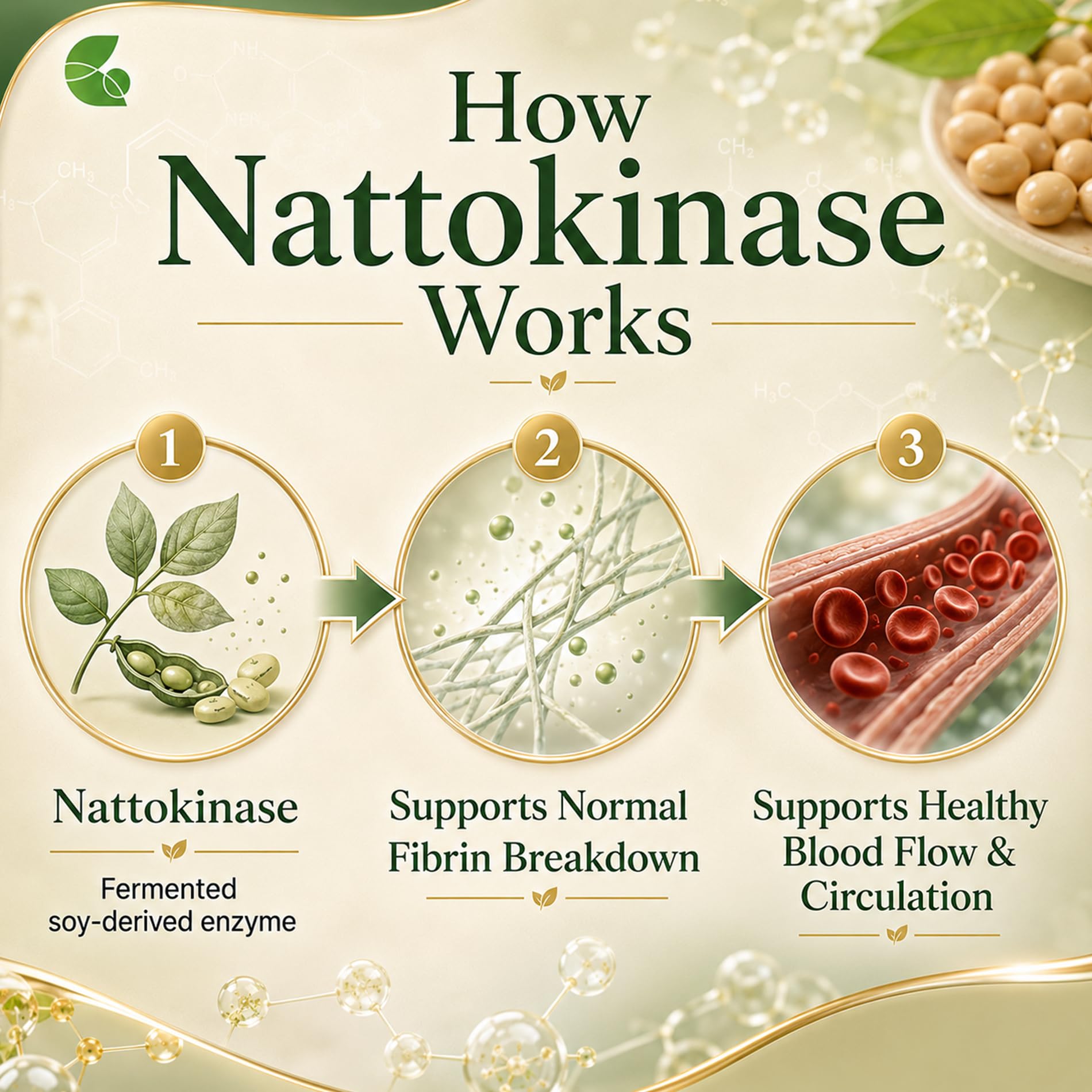Clenoriko ingredientes de natto fermentado, origen vegetal claro
