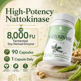 Clenoriko polvo de nattokinase dentro de cápsula, textura natural