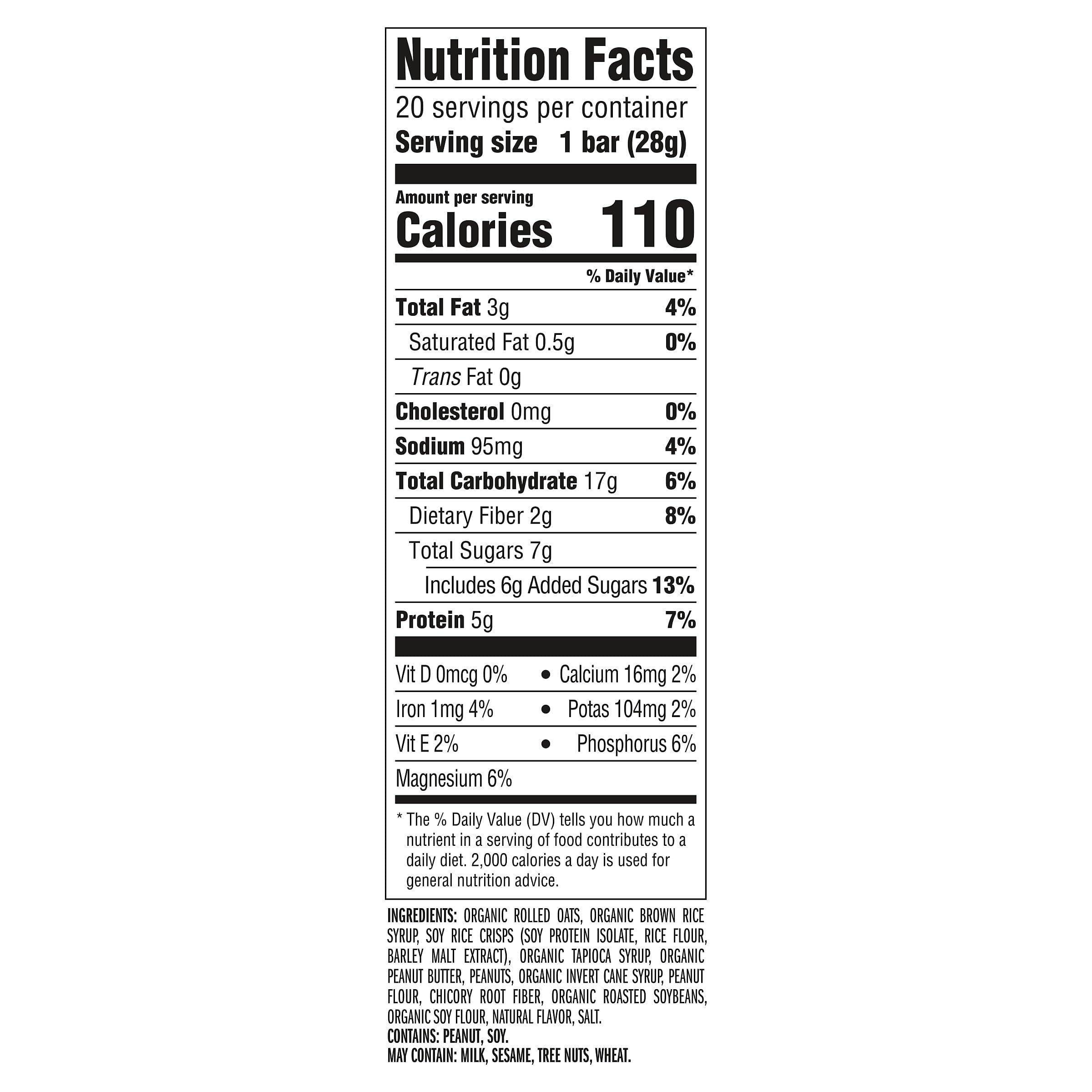 CLIF Bar etiqueta lateral con información nutricional y sostenible