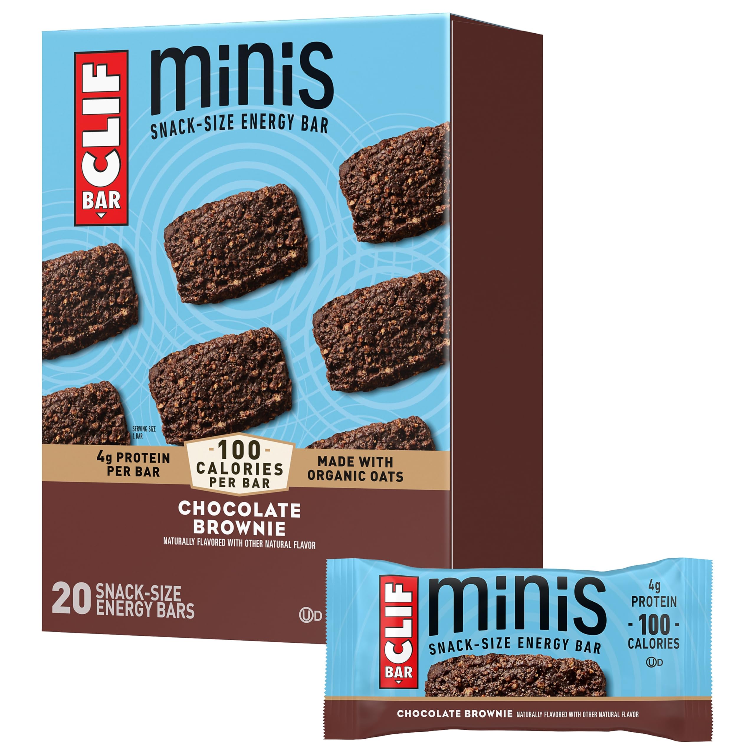 CLIF Bar Minis frente del empaque mostrando sabor y pack, conveniencia inmediata