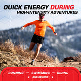 CLIF Bar CLIF BLOKS atleta corriendo consumiendo un cubo, energía rápida durante el esfuerzo