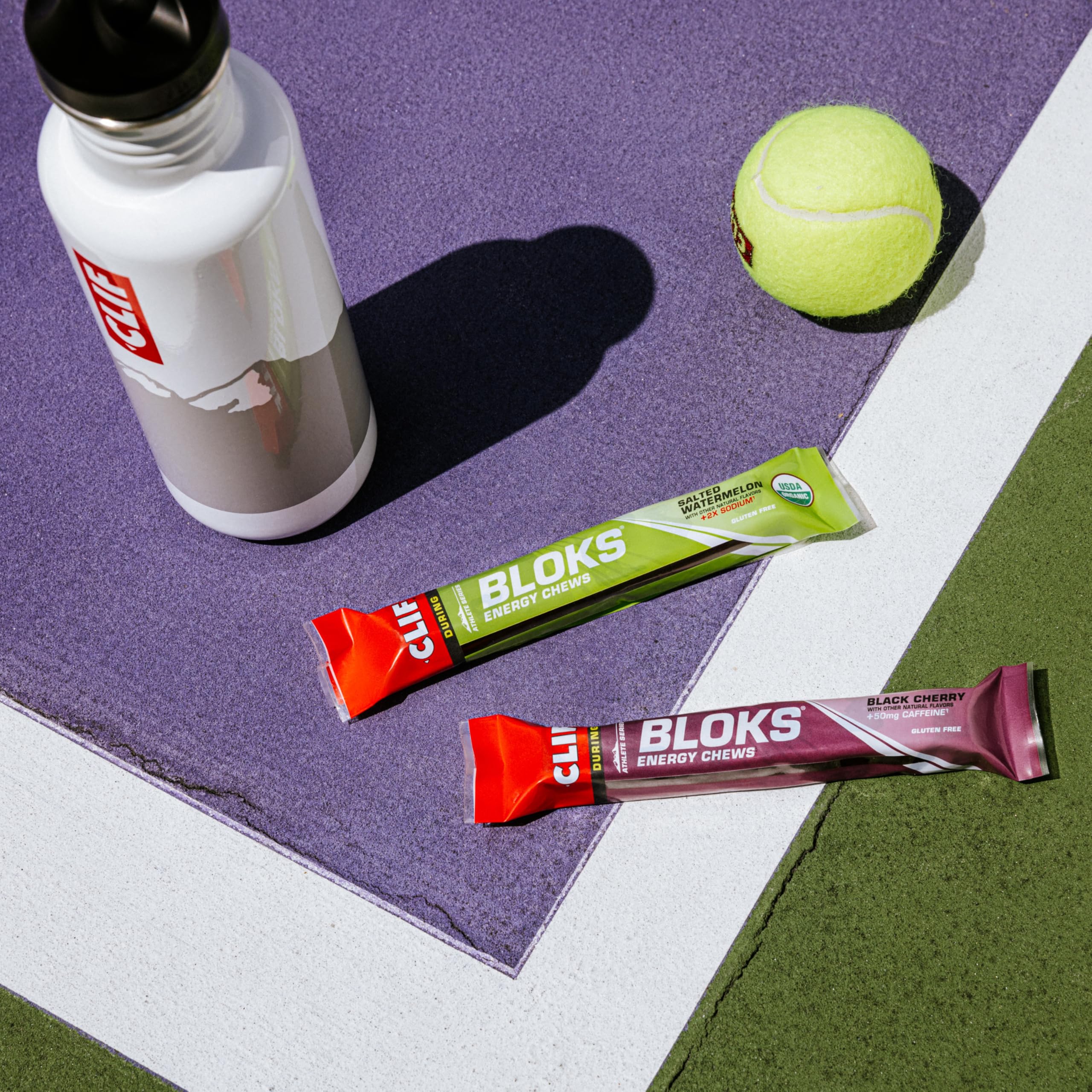 CLIF Bar CLIF BLOKS etiqueta con ingredientes, transparencia sobre sodio y carbohidratos