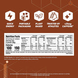 Clif Bloks etiqueta de ingredientes destacando plant based y non-GMO beneficios