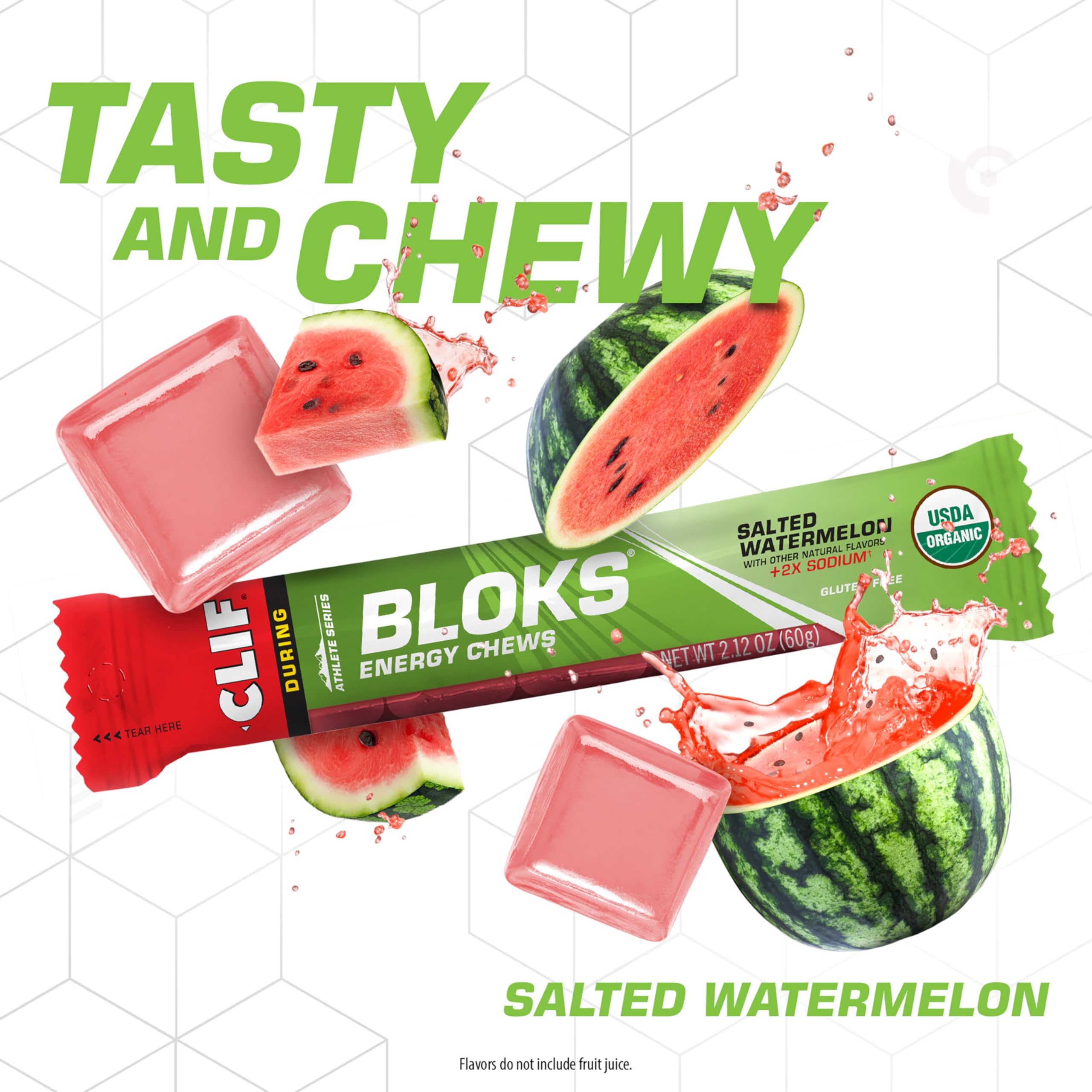 CLIF BLOKS primer plano de textura suave que evita que se peguen y facilita masticar