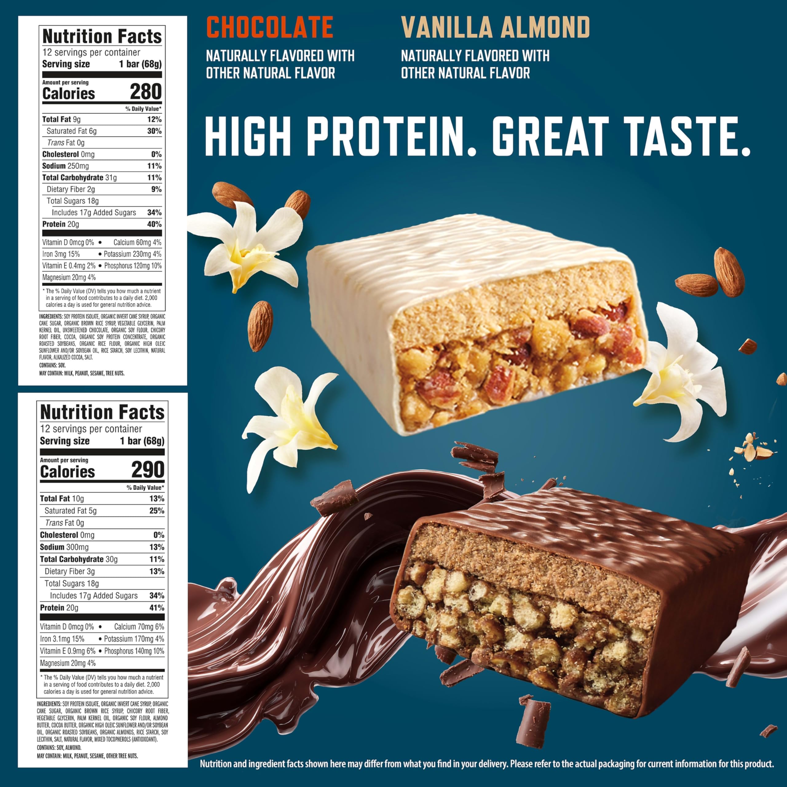 CLIF BUILDER'S primer plano del interior crujiente, proteína vegetal visible
