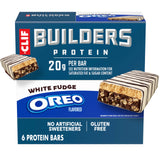 CLIF BUILDER'S empaque frontal mostrando sabor white fudge OREO y ventaja proteica