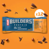 CLIF BUILDERS lista de ingredientes resaltando proteína vegetal y sin GMO