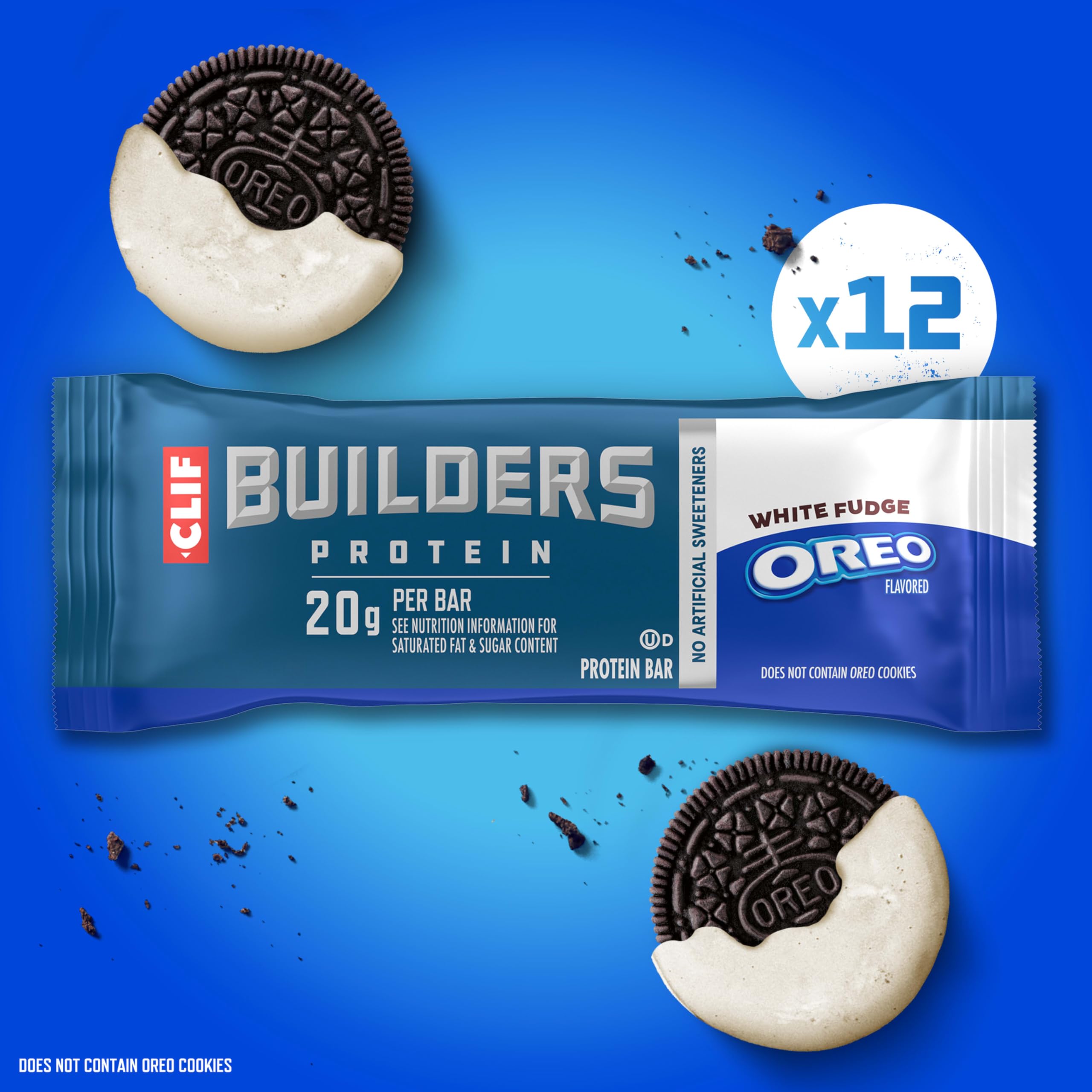 Clif Builders Bar primer plano del fudge blanco cremoso que cubre la barra