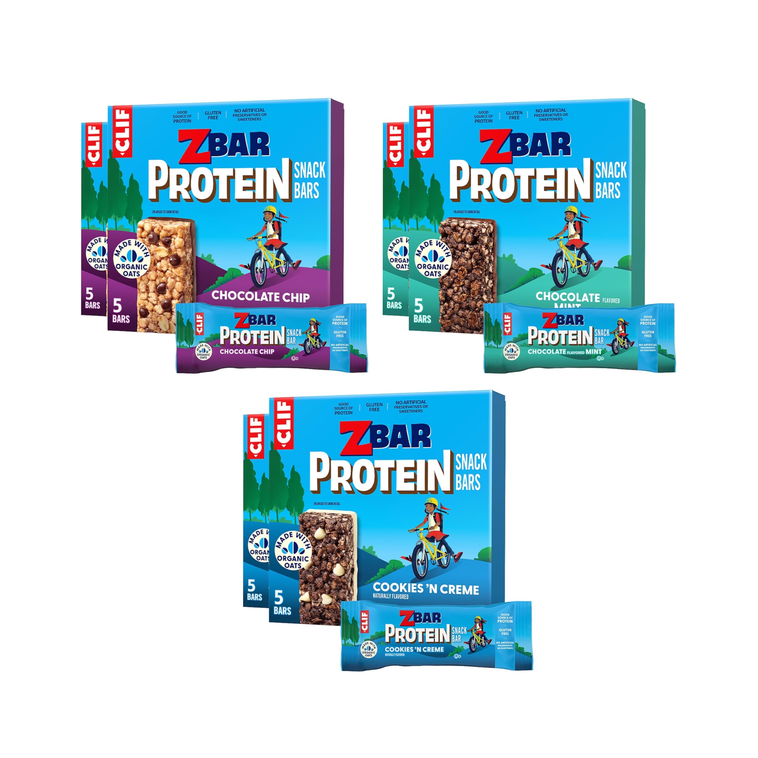 Clif Kid Zbar vista frontal del paquete mostrando variedad y conveniencia