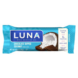CLIF Bar LUNA BAR detalle de la textura de coco y chocolate, atractivo y natural