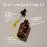 Cliganic aceite de almendras textura en gota destacando pureza y absorción rápida