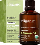 Cliganic bergamota frontal mostrando botella orgánica y certificaciones
