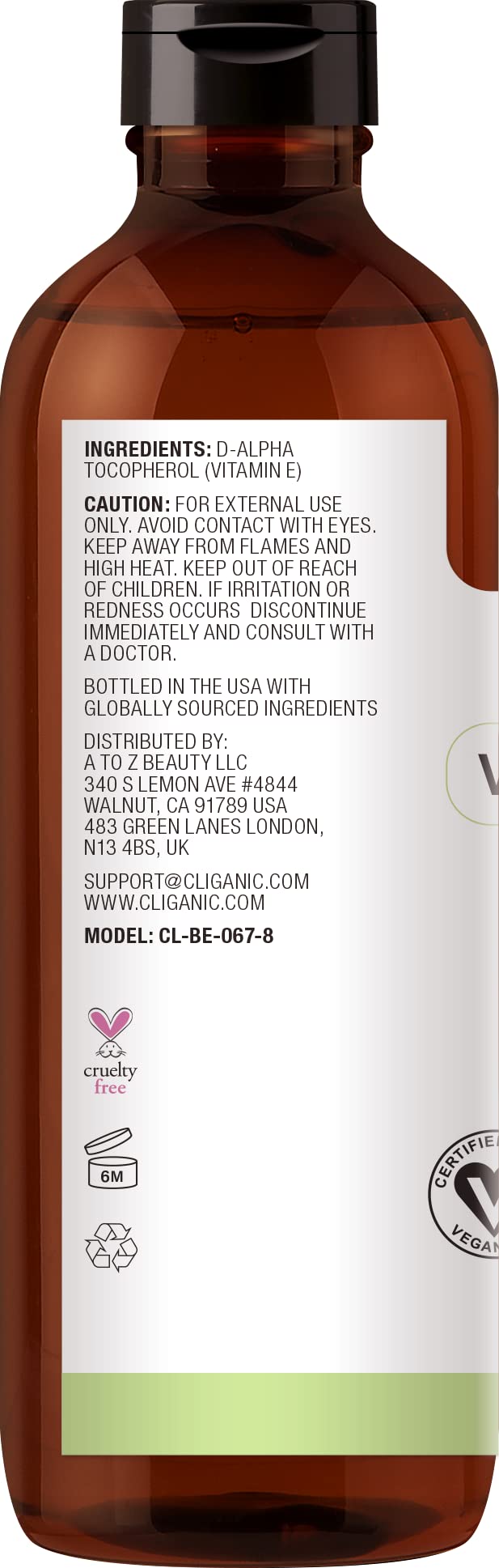 Cliganic botella 8 oz junto a regla para escala clara y precisa