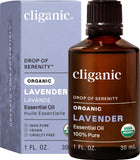 Cliganic botella frontal de lavanda mostrando diseño y pureza