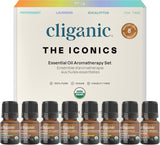 Cliganic set frontal mostrando los ocho frascos y beneficio de variedad
