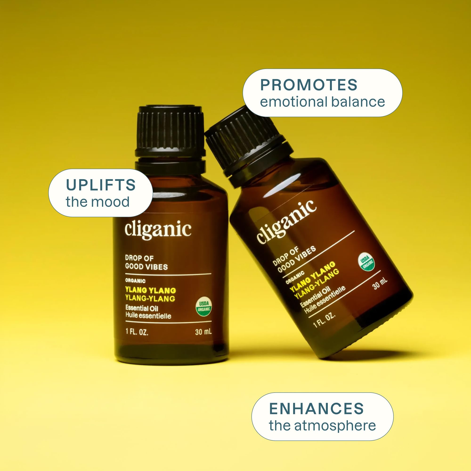 Cliganic aceite Ylang Ylang color y textura, evidencia de pureza