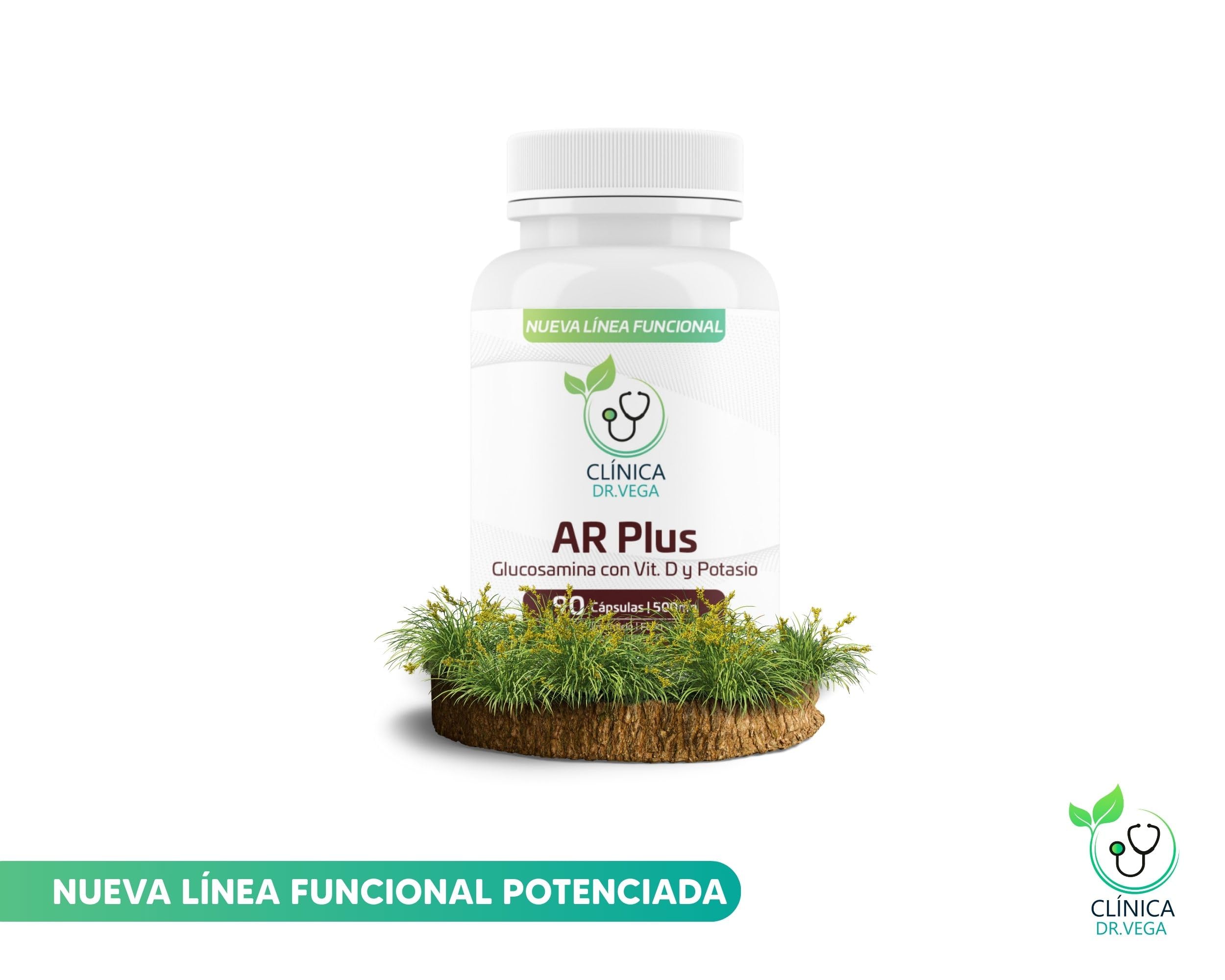 CLÍNICA DR. VEGA AR Plus en mano para demostrar la dosificación diaria