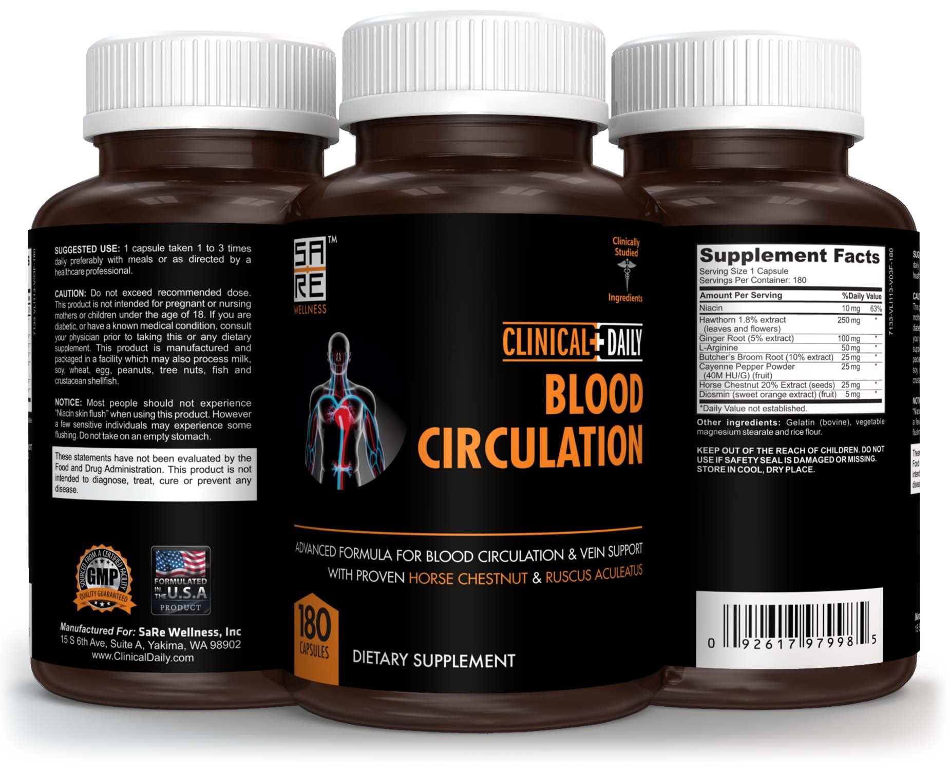 Clinical Daily etiqueta de ingredientes que destaca extractos herbales