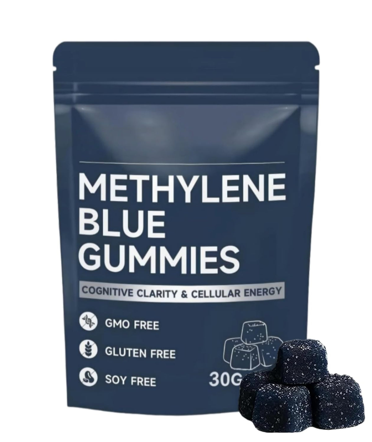 CLNXMT frente del empaque mostrando 30 gomitas y beneficio de energía prolongada