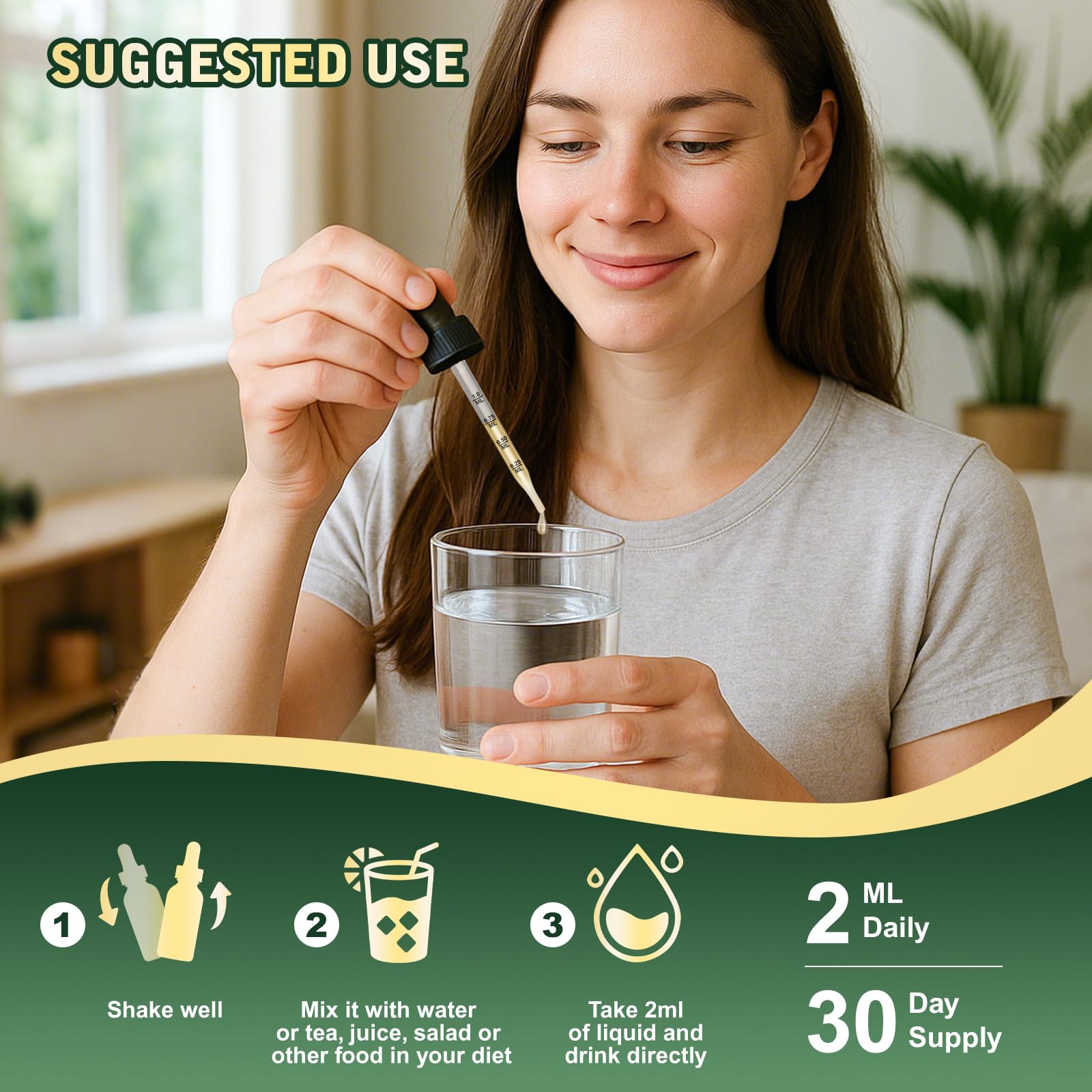 CNCHEF gota cayendo en vaso mostrando mezcla rápida y absorción