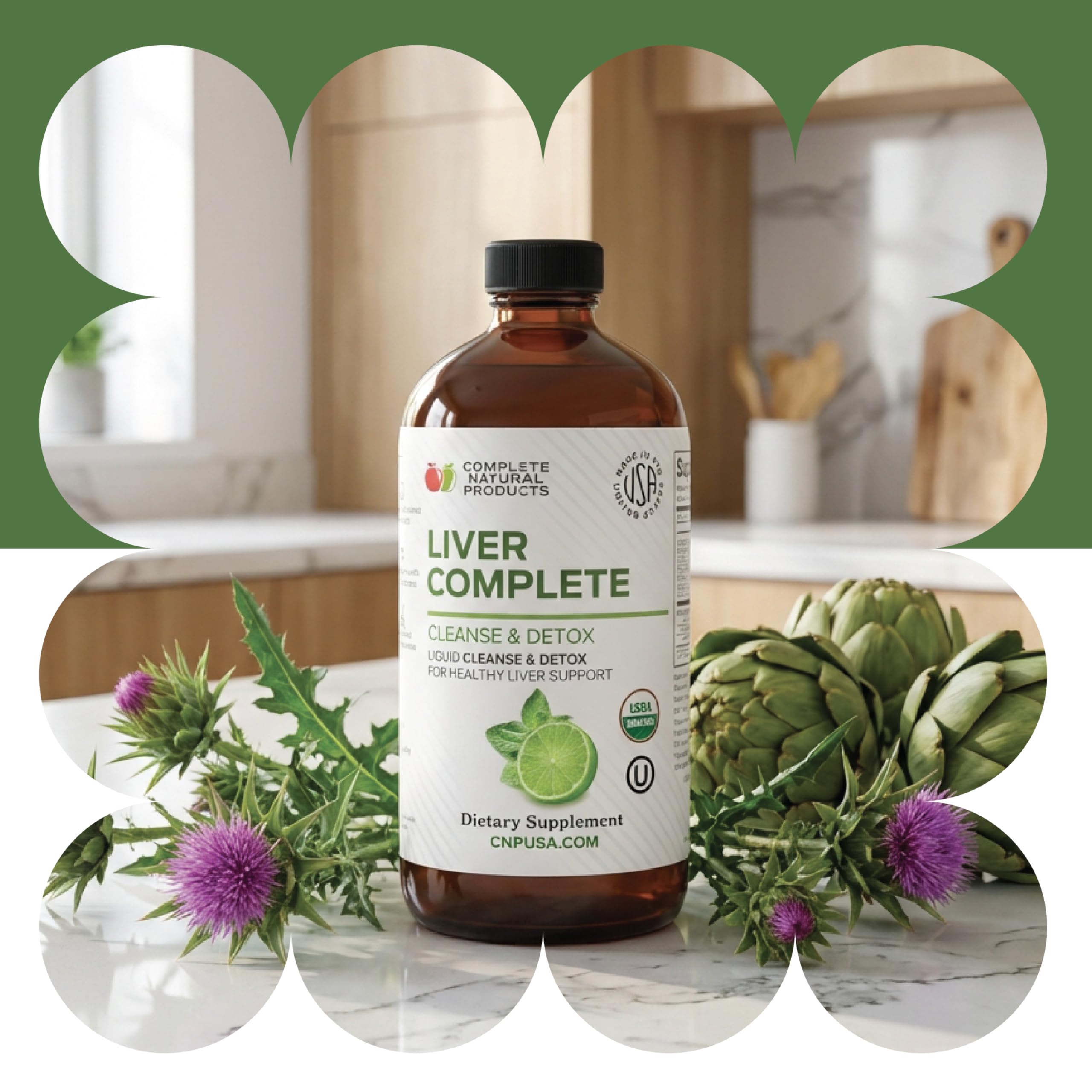 Complete Natural Products mezcla en vaso ilustrando fácil incorporación diaria