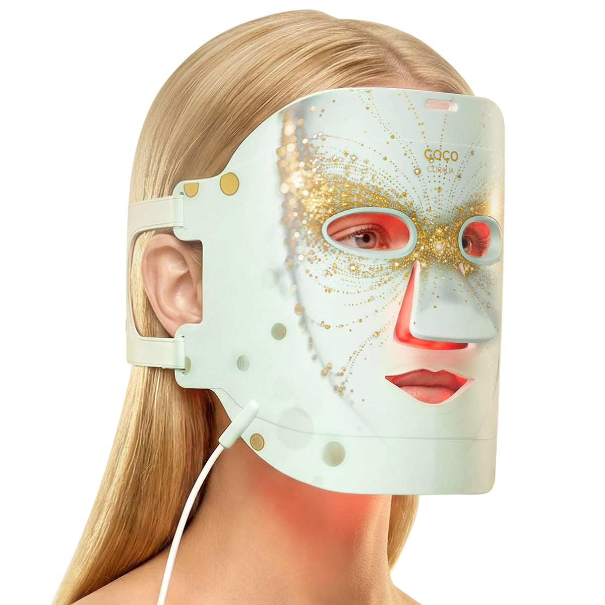 COCO CORALIA máscara frontal mostrando diseño y cobertura facial para tratamiento