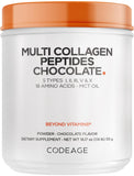 Codeage envase frontal del polvo de colágeno con sabor chocolate, práctico y sabroso