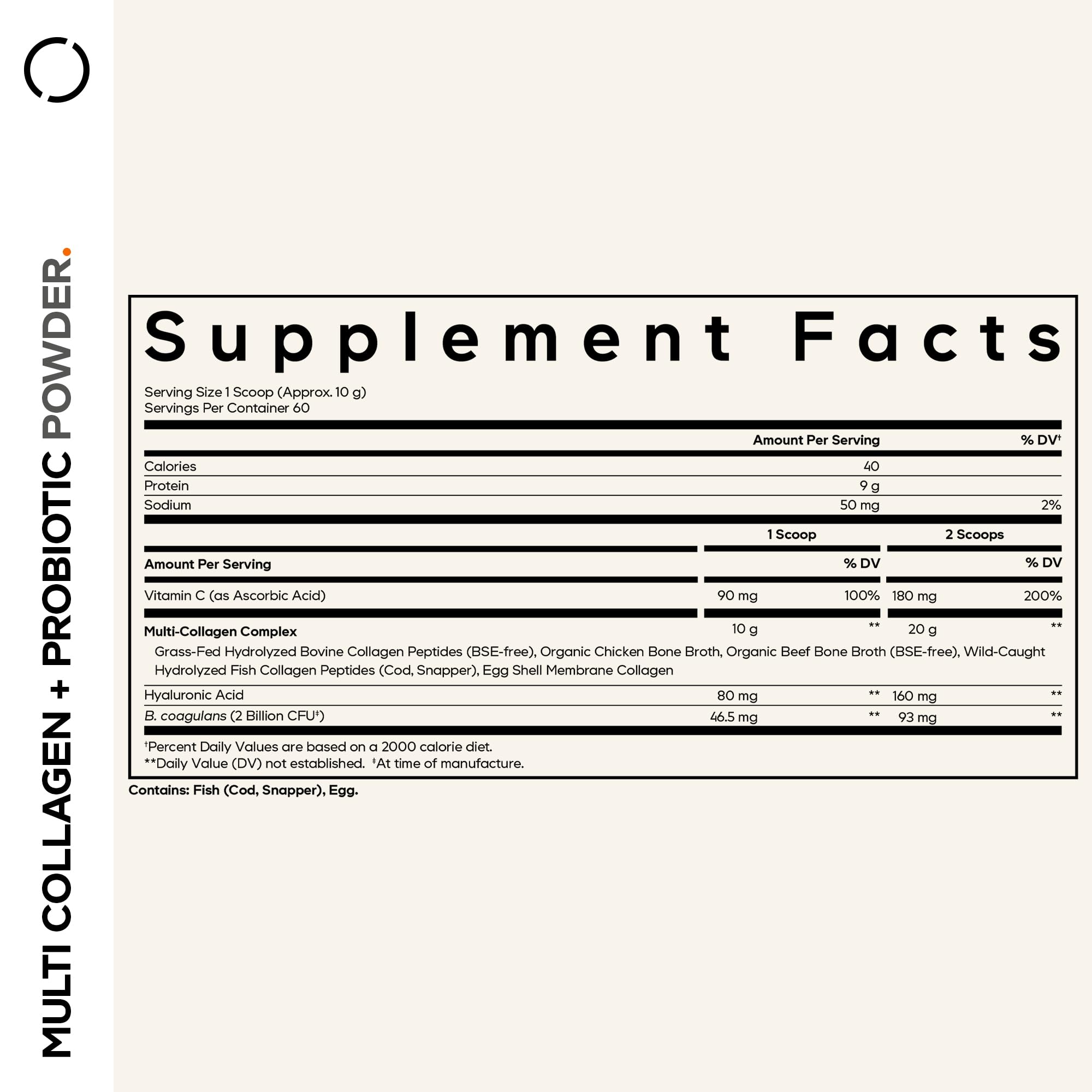 Cucharada con polvo Codeage Multi Collagen destacando fácil dosificación y mezcla