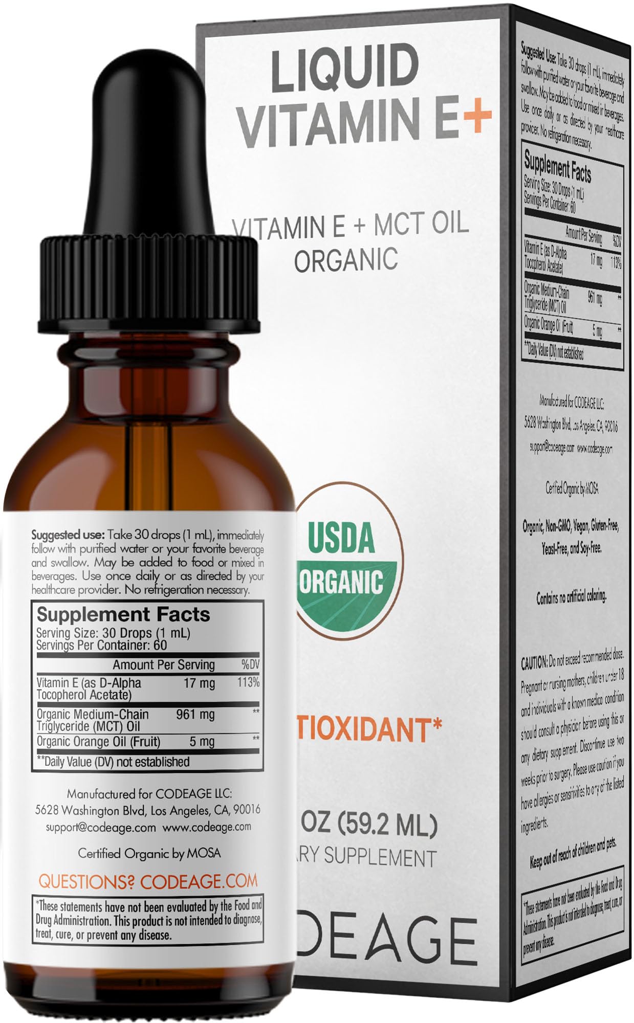 Codeage frasco junto a regla para comparar volumen 2 fl oz claramente