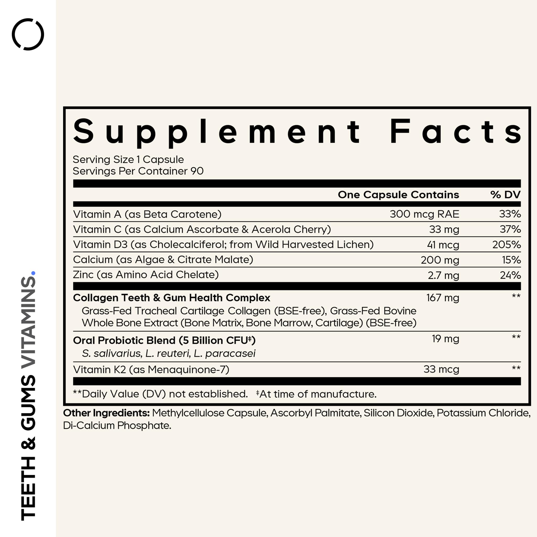 Codeage etiqueta con lista de ingredientes destacando vitaminas y minerales clave