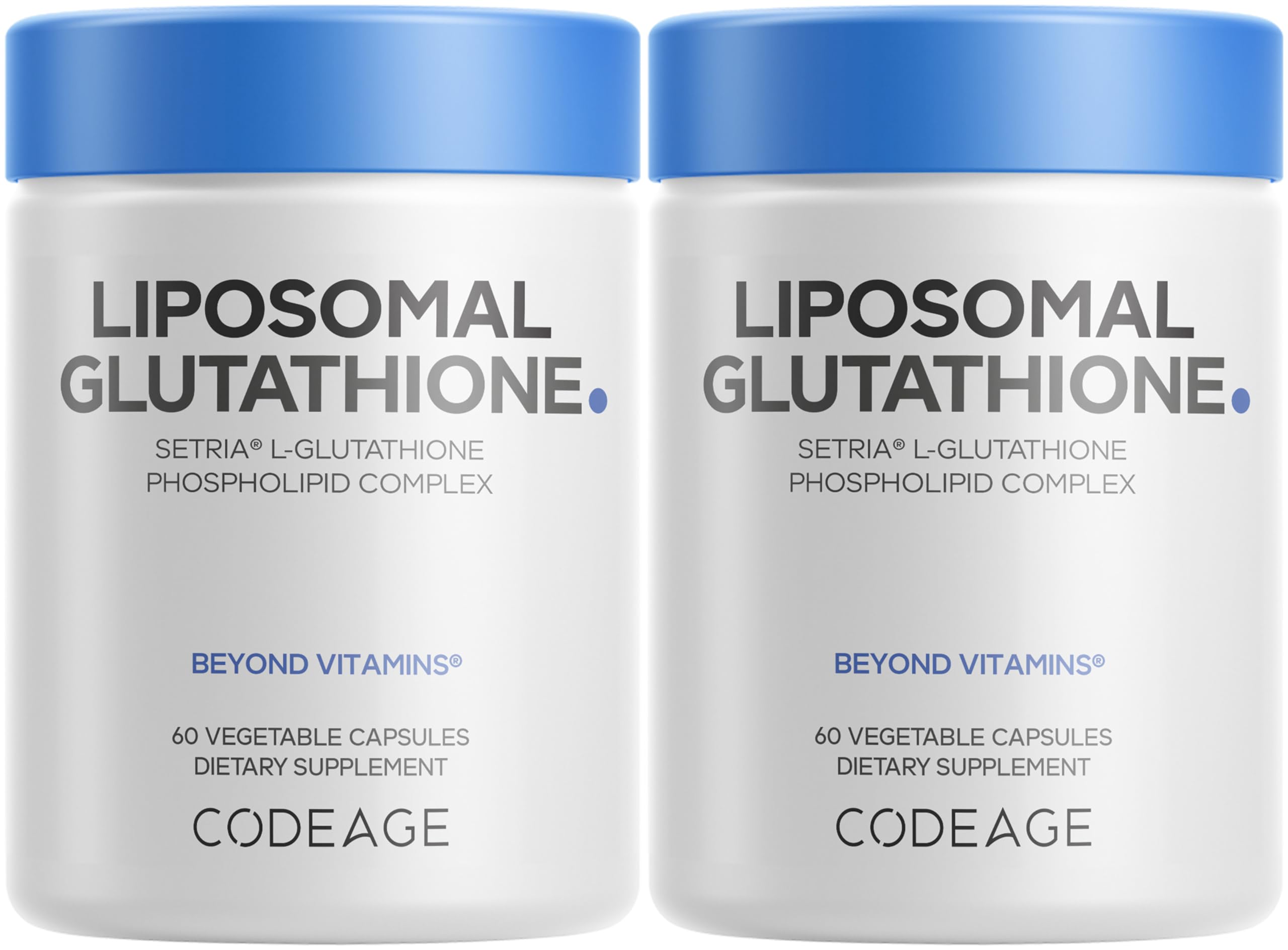 Codeage frasco delantero del suplemento liposomal con presentación clara y beneficio de dosificación