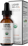 Codeage frasco frontal D3+K2 mostrando botella y etiqueta, conveniencia diaria