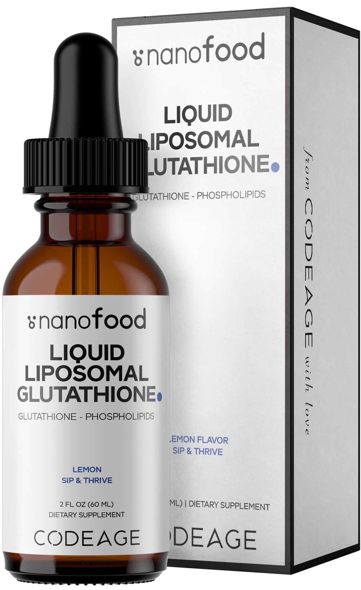 Codeage frasco frontal del glutatión liposomal limón, fácil dosificación