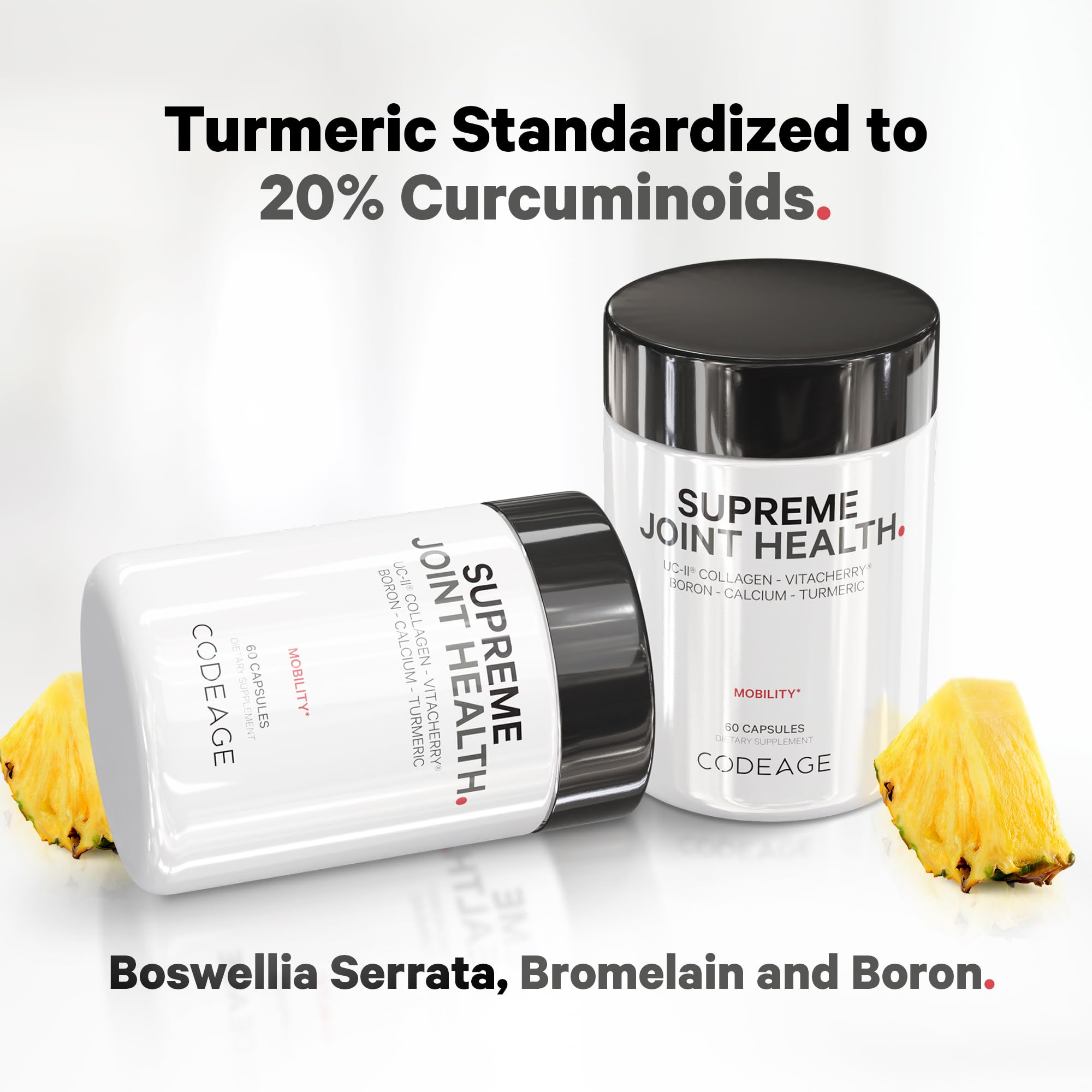 Codeage cúrcuma y boswellia juntas para mostrar ingredientes antiinflamatorios