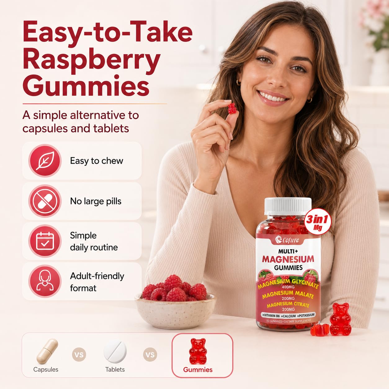 Cofure ingredientes clave: potasio, calcio y vitamina B6 en formulación