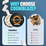 CogniBlaze pouches sobre un escritorio con laptop, uso profesional y sin cafeína