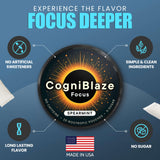 CogniBlaze lata abierta con 20 pouches visibles, práctico para llevar y reponer