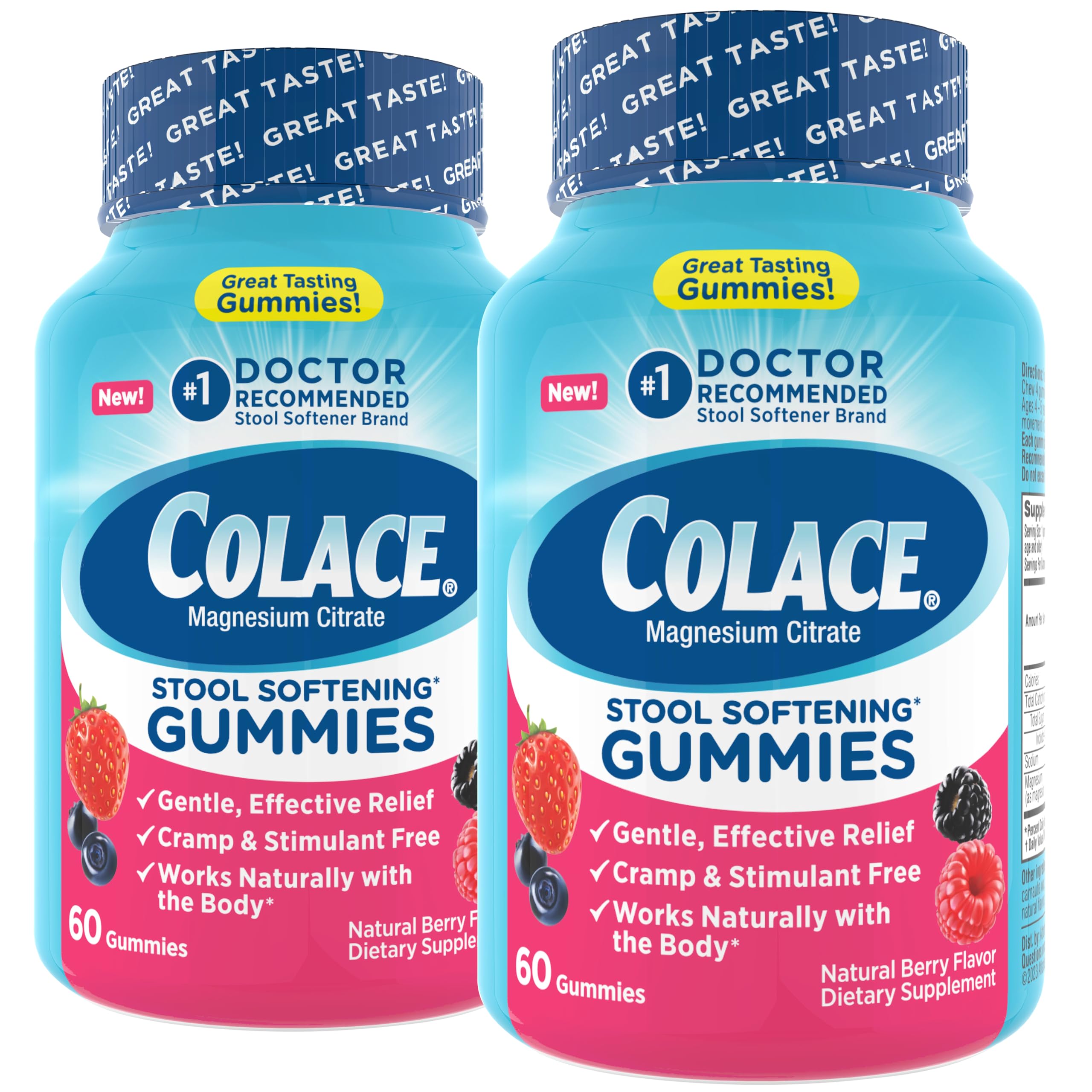 Colace gomitas frente del empaque mostrando el pack y contar fácil