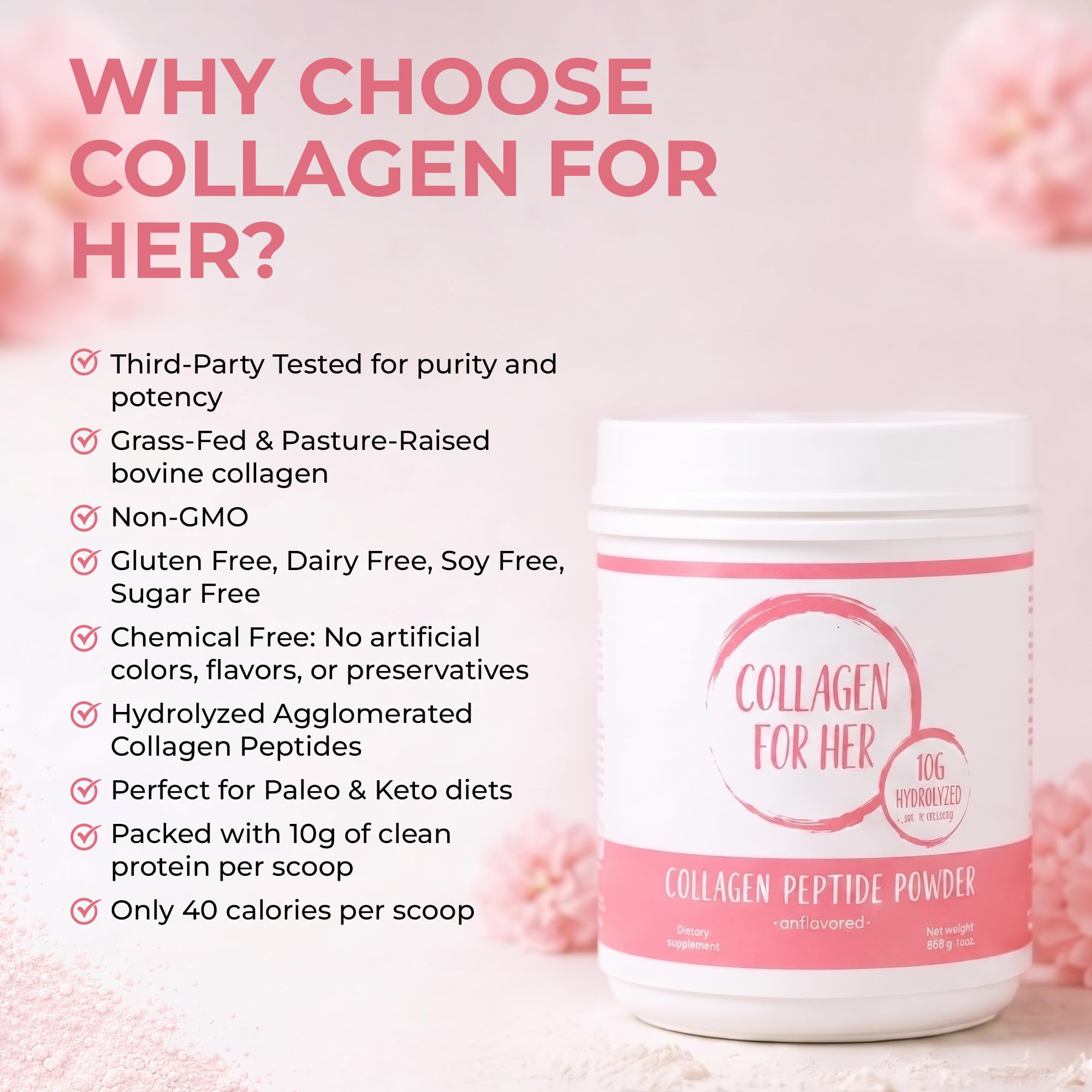 Collagen For Her en ambiente activo junto a botella y zapatillas para recuperación