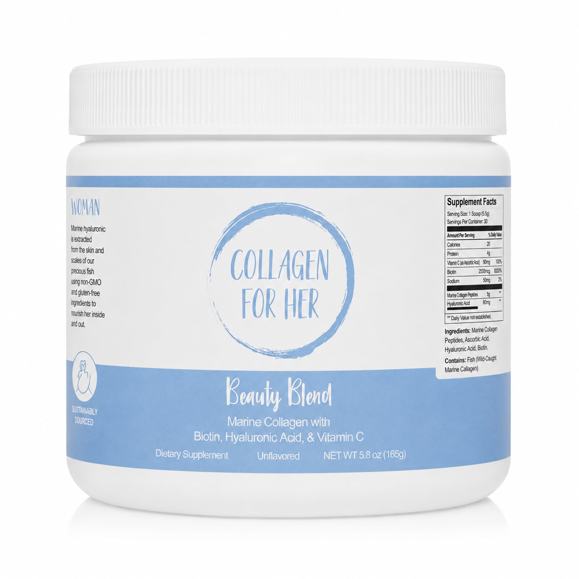 Collagen For Her frente del envase mostrando diseño femenino y claro