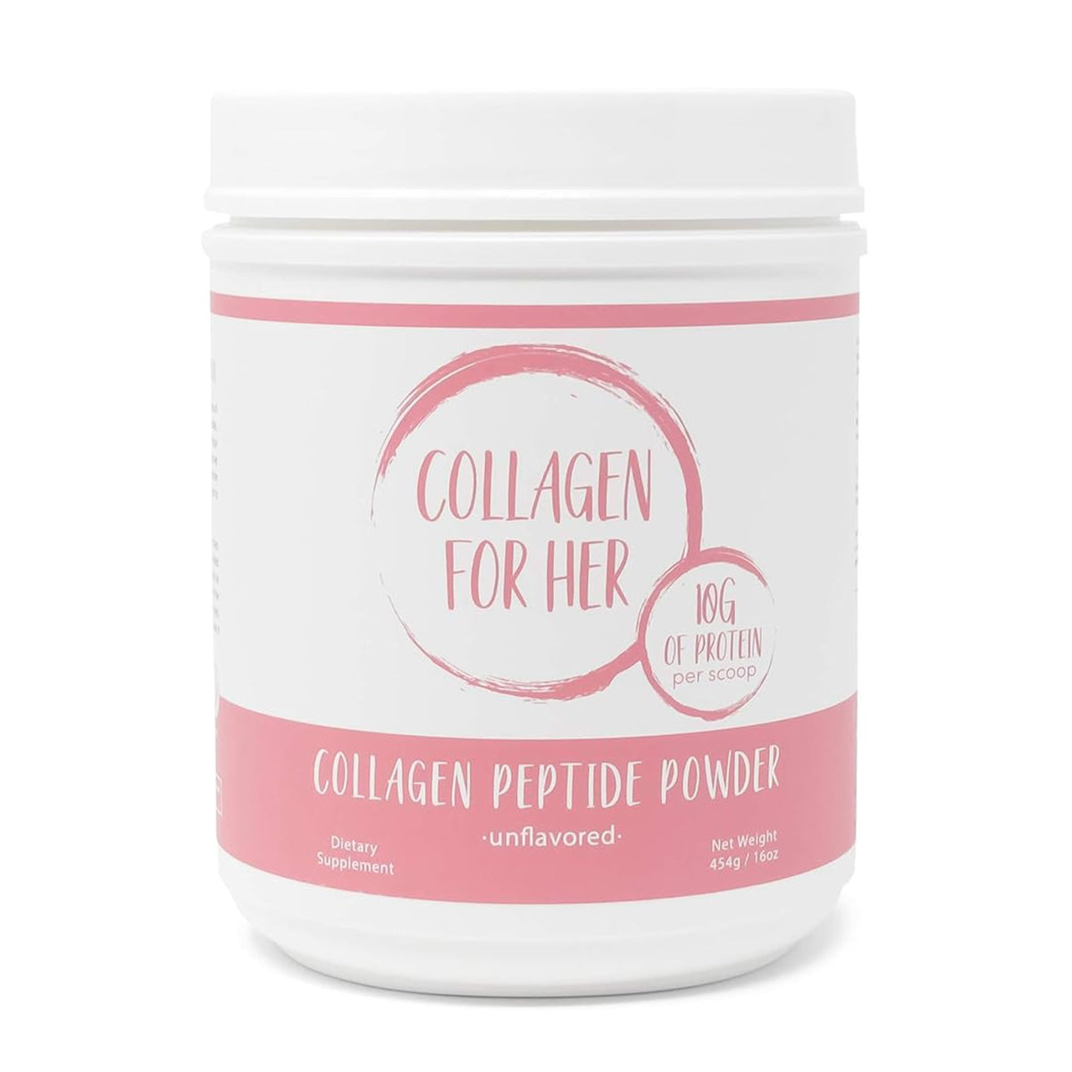 Collagen For Her vista frontal del envase mostrando diseño y cantidad de raciones