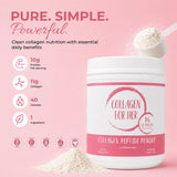 Collagen For Her polvo en primer plano con textura fina y disolución rápida