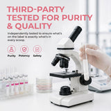 Collagen For Her junto a una mano para comparar tamaño del envase y porciones