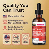 Collagen Mojo junto a una tarjeta para comparar el tamaño de 2 oz fácilmente