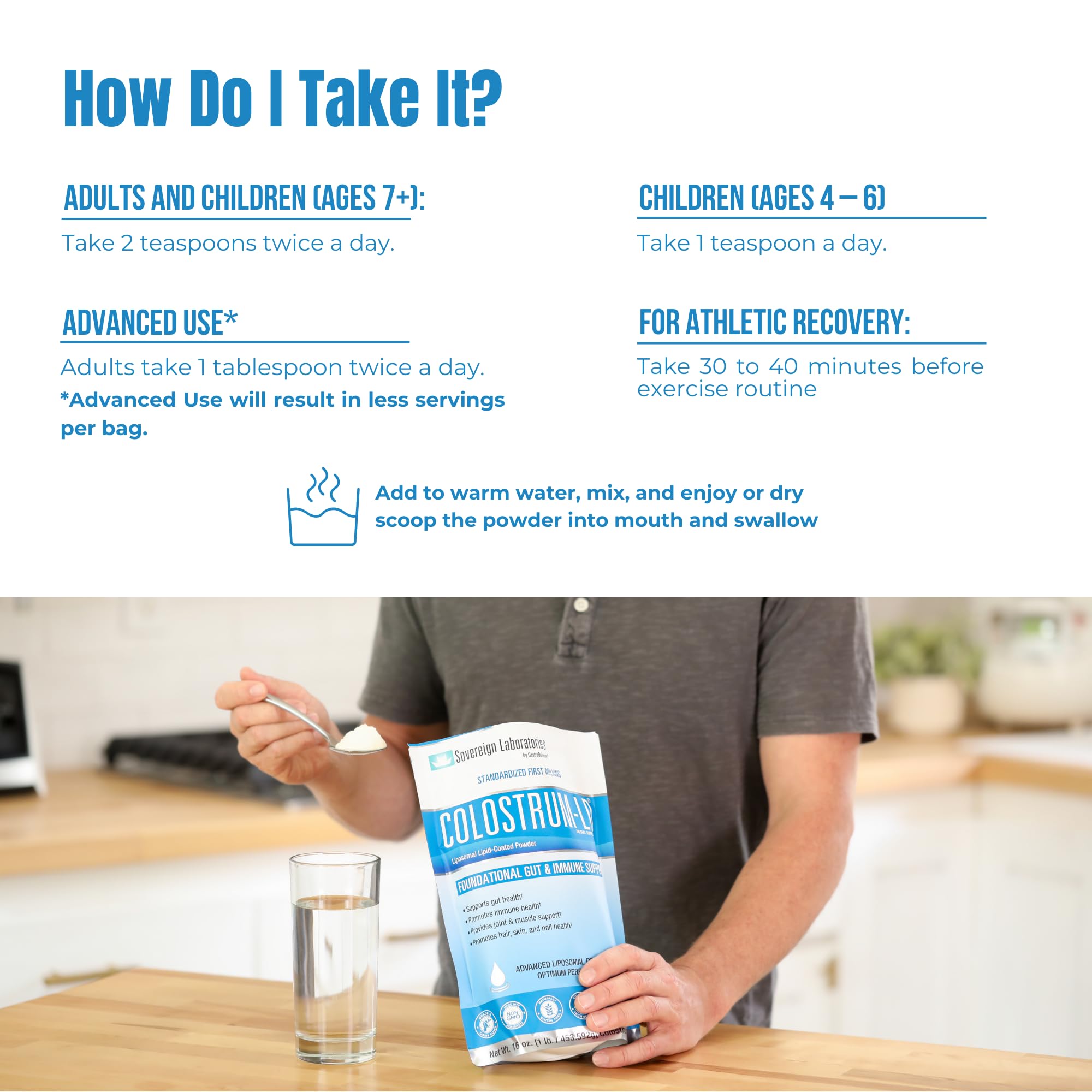 Colostrum-LD etiqueta con información nutricional y seguridad